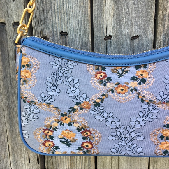 New Tory Burch Brocade Studio Shoulder Bag Sea Frost Blue - Picture 10 of 16